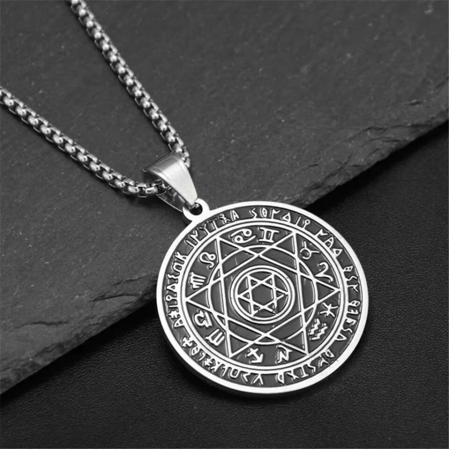 Star of David Zodiac Signs Runes Stainless Steel Necklace