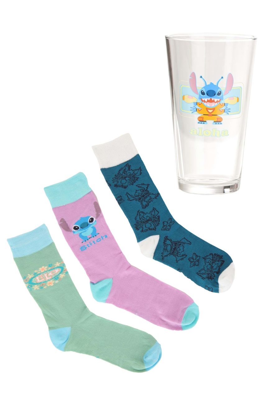 Stitch Aloha Pint Glass and Socks Bundle