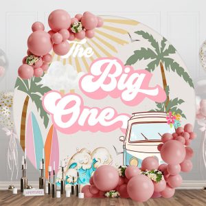 Summer Groovy Big One Round 1st Birthday Backdrop - Aperturee