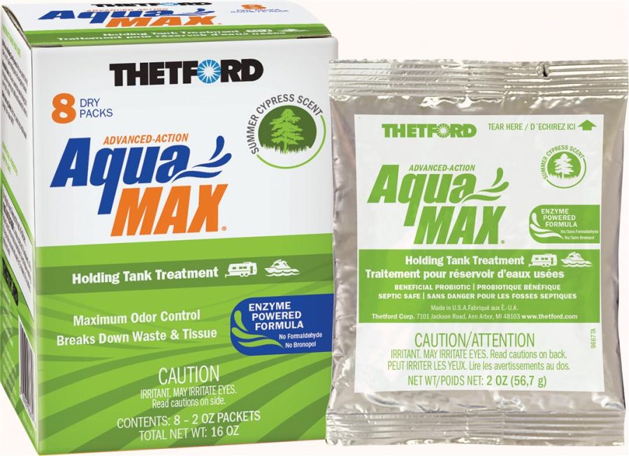 THETFORD 96674 AquaMAX Summer Cypress Scent RV Holding Tank Treatment, Formaldehyde Free, Waste Digester, Septic Tank Safe Box Of 8 Treatments