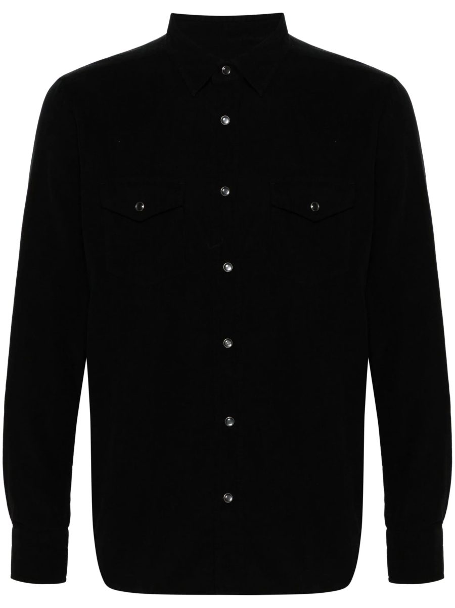 TOM FORD Cotton Long Sleeved Buttoned Shirt Green Black