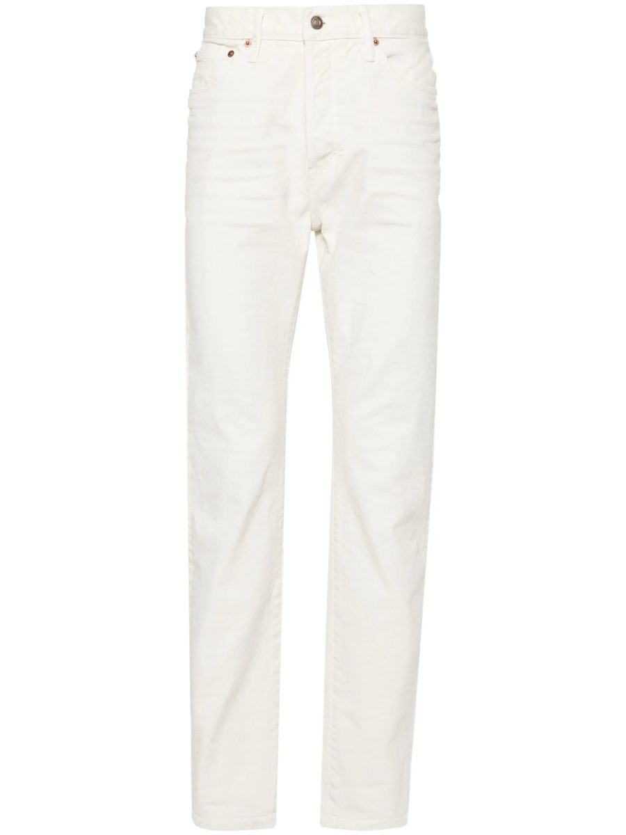 TOM FORD Slim-Leg Whiskering Effect Jeans Chalk