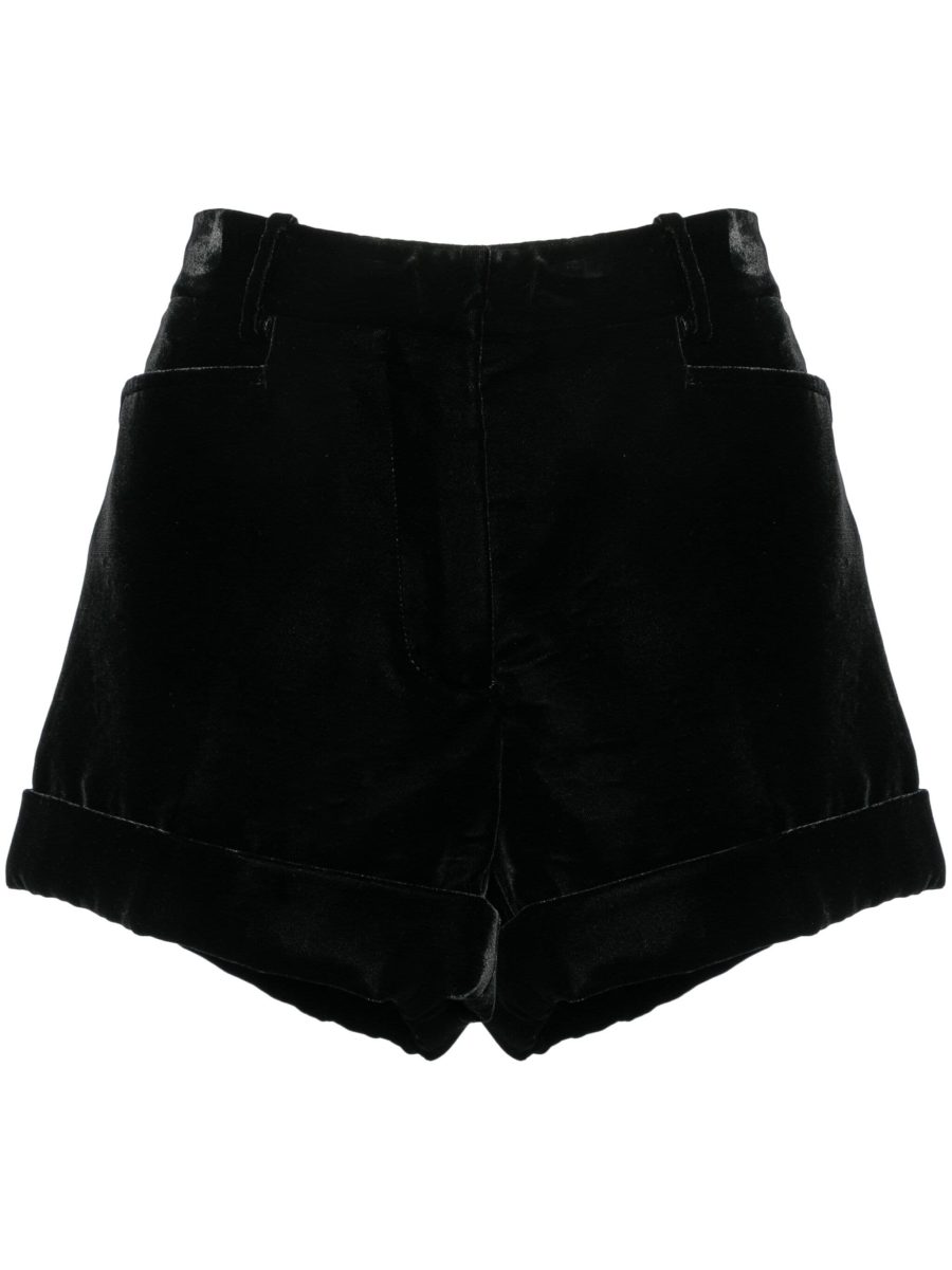 TOM FORD WOMEN Viscose Pants Crushed Velvet Shorts Black