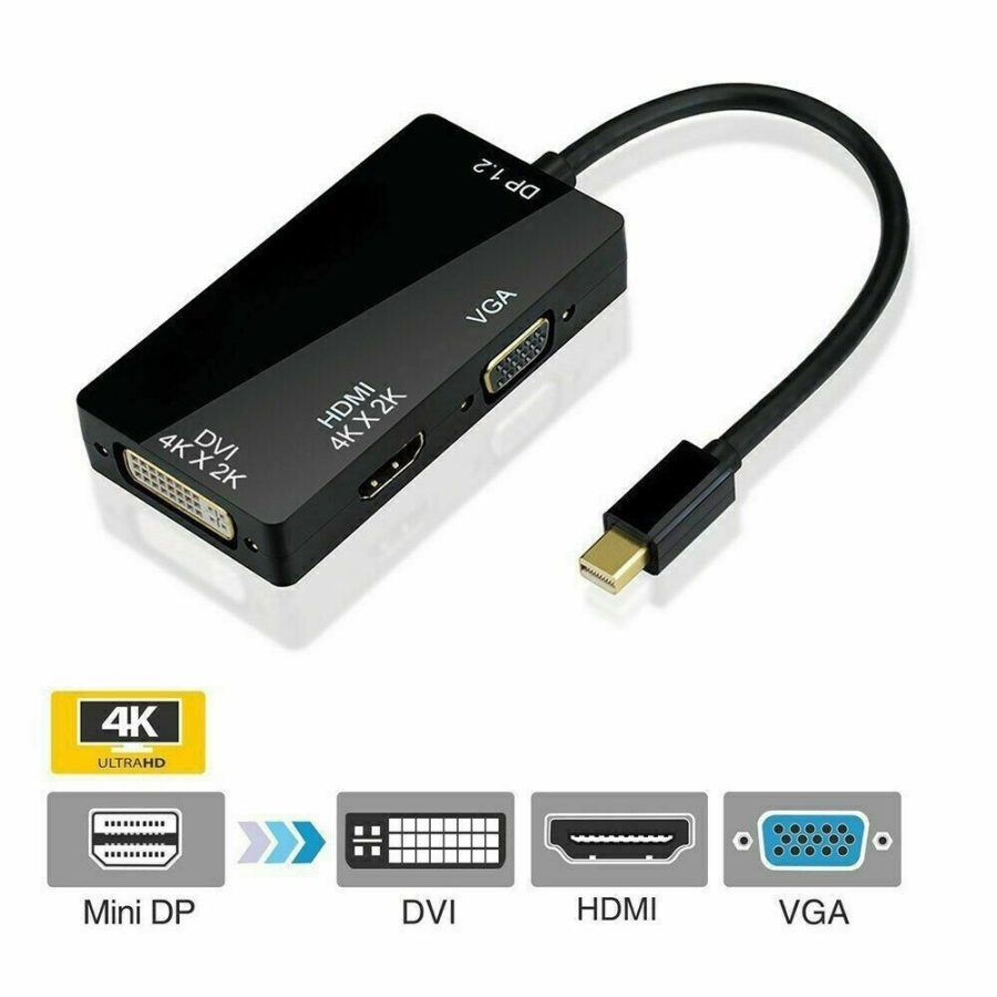 Thunderbolt Mini Display Port Dp To Hdmi Dvi Vga Adapter For Laptop Desktop 4K