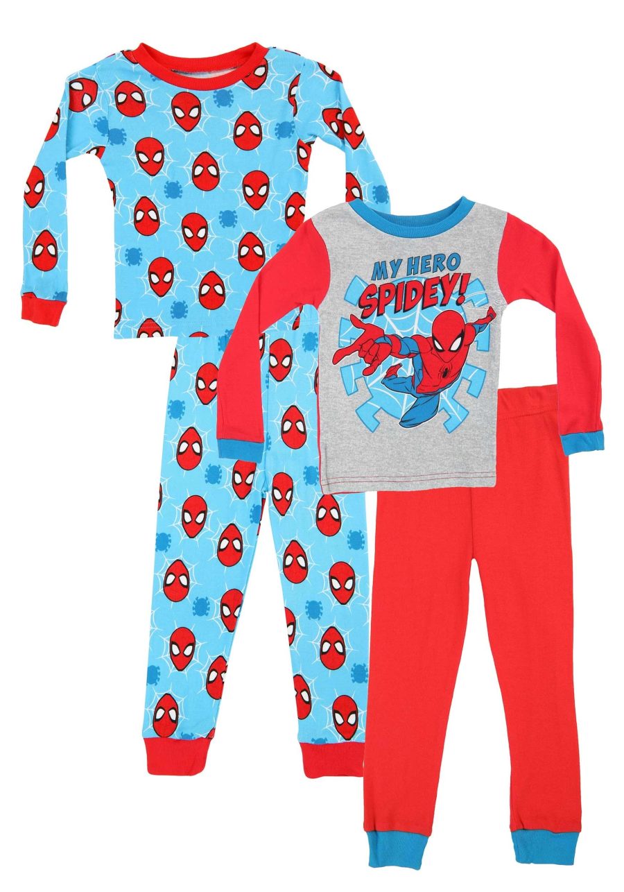 Toddler Boys Spiderman My Hero 4 Piece Sleep Set