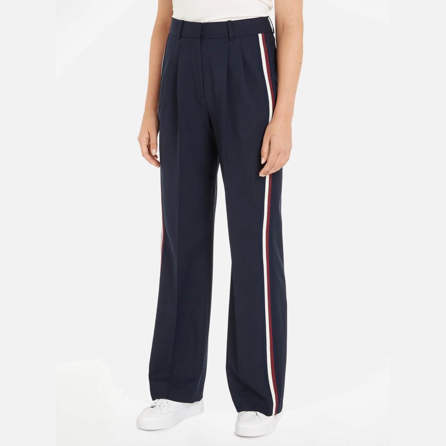 Tommy Hilfiger Wide Leg Wool-Blend Pleated Trousers - EU 38/UK 10