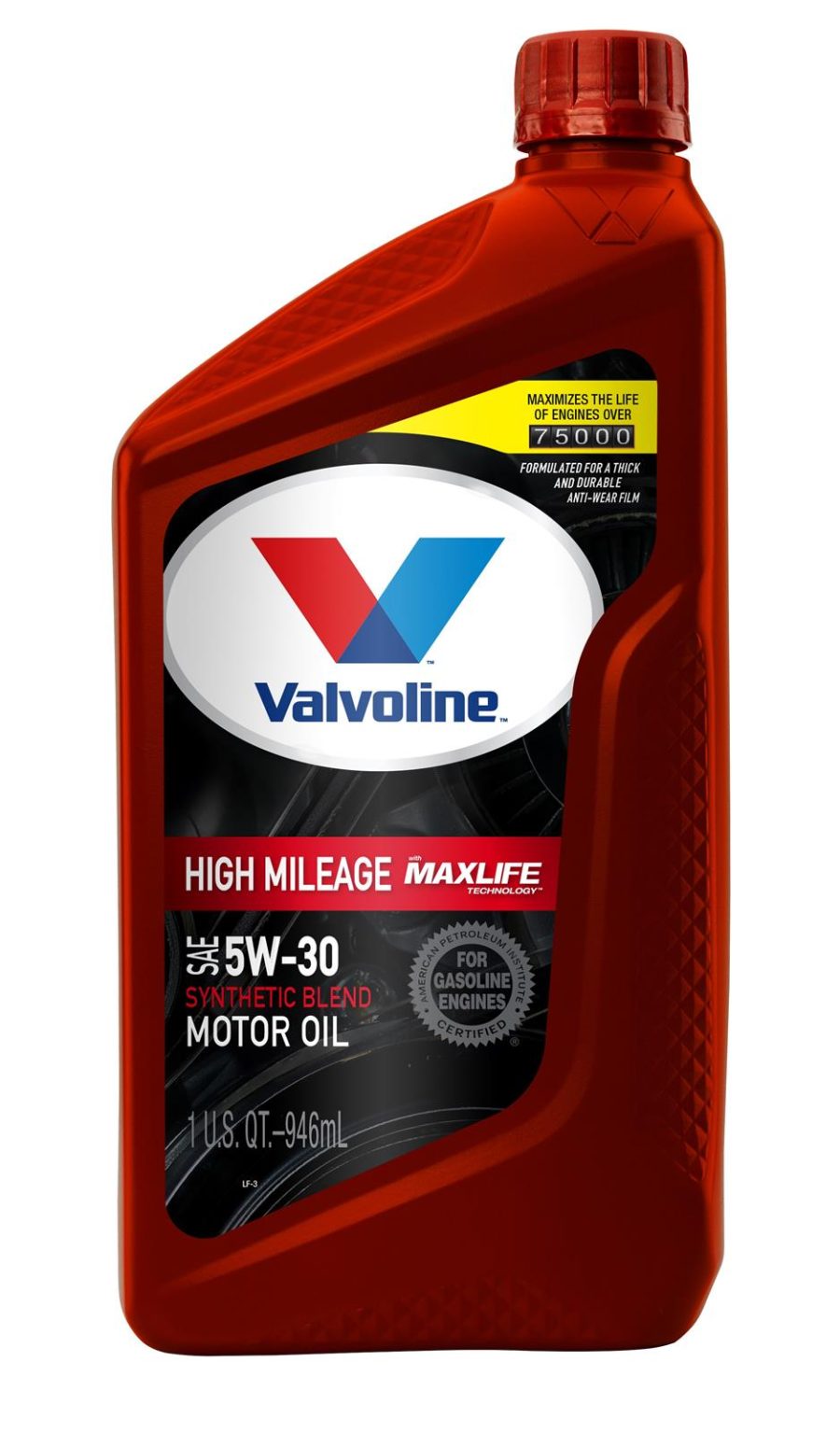 VALVOLINE VV1556 High Mileage with MaxLife Technology 5W-30 Synthetic Blend Motor Oil 1 Quart (Pack of 6)