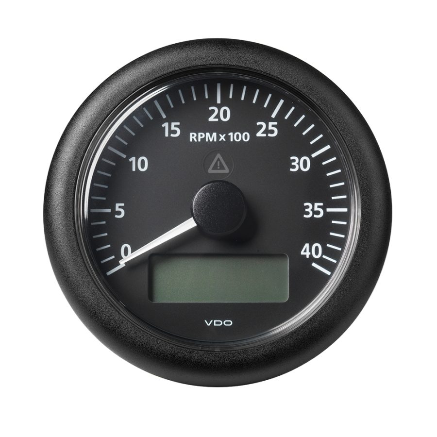 VERATRON A2C59512391 3-3/8 INCH (85MM) VIEWLINE TACH W/MULTIFUNCTION DISPLAY - 0 TO 4000 RPM - BLACK DIAL & BEZEL