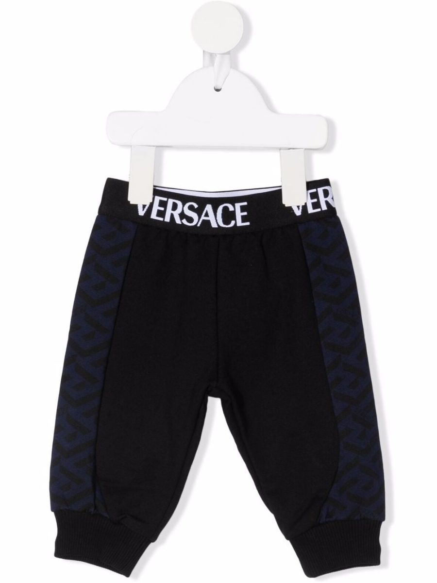 VERSACE BABY Logo-Waist Cotton Track Pants Black