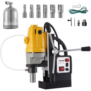 VEVOR 1100W Magnetic Drill Press with 1-1/2 Inch (40mm) Boring Diameter MD40 Magnetic Drill Press Machine 2810 LBS Magnetic Force Magnetic Drilling System 670 RPM with 6 Pcs HSS Annular Cutter Kit