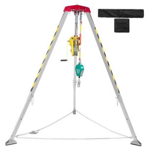 VEVOR Confined Space Rescue Tripod 1200lbs Winch with 8' Legs Confined Space Kit 98' Cable Rescue Tripod 32.8 Feet Fall Protection for Confined Space Rescue