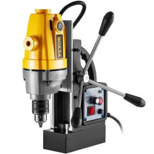 VEVOR Mag Drill, 0-550 RPM Stepless Speed Electromagnetic Drill Press, 3.9" Depth 0.5" Dia Magnetic Core Drill, 1910lbf Boring Tool Drill Press, 750W Drill Press, Yellow and Black Drill Machine