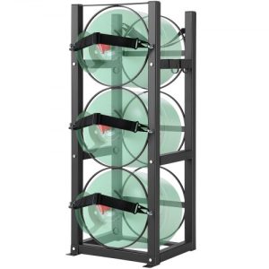 VEVOR Refrigerant Tank Rack, with 3 x 30lbs Bottle Tanks, Cylinder Tank Rack 12.79x12.99x33.07 in, Refrigerant Cylinder Rack Gas Cylinder Racks and Holders for Freon, Gases, Oxygen, Nitrogen