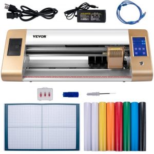 VEVOR Vinyl Cutter Machine, 18 in / 450 mm Max Paper Feed Cutting Plotter, Automatic Camera Contour Cutting LCD Screen Printer w/Stand Adjustable Force and Speed for Sign Making Plotter Cutter