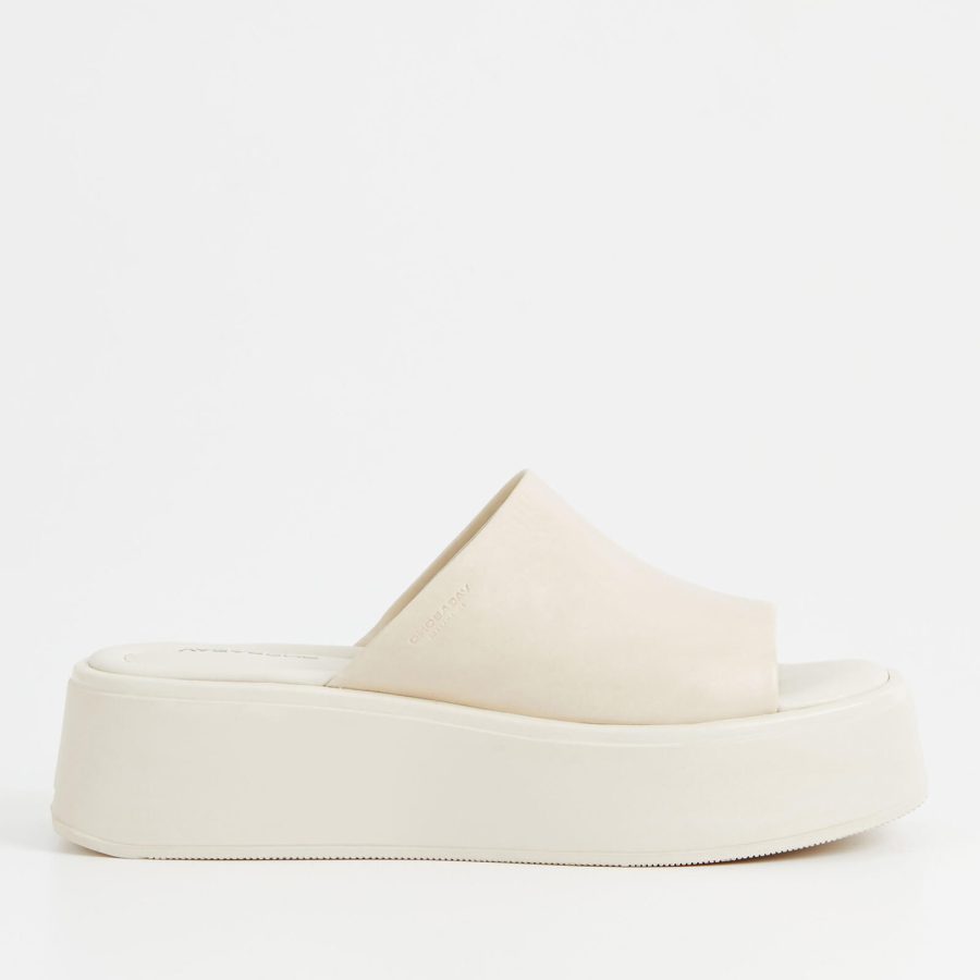 Vagabond Women's Courtney Leather Flatform Mules - Off White - UK 5