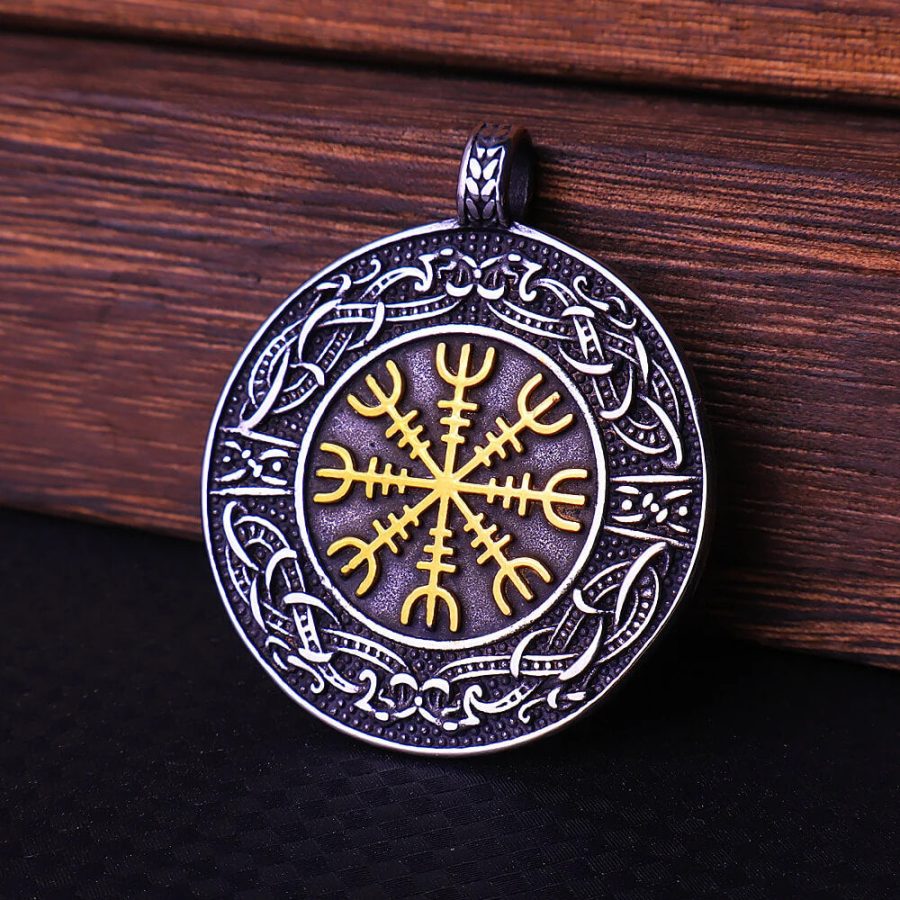 Vegvisir Stave Compass Viking Nordic Stainless Steel Pendant Necklace "The Brave Shall LIve Forever"