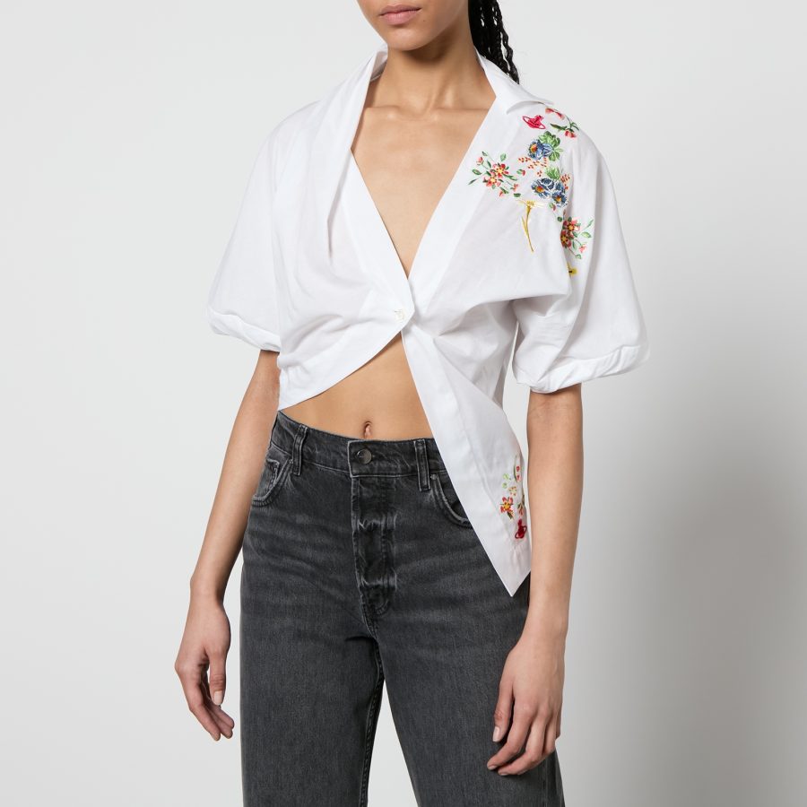 Vivienne Westwood Natalia Floral-Embroidered Cotton-Poplin Shirt - UK 12