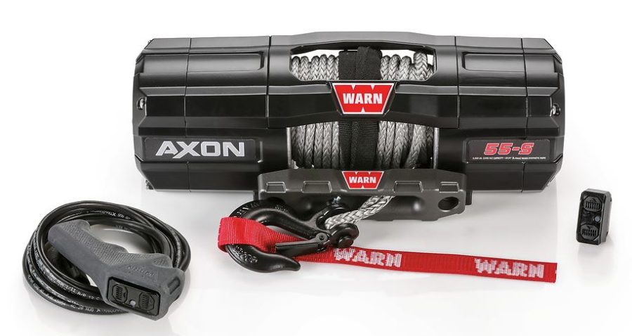 WARN 101150 AXON 55-S Powersports Winch With Spydura Synthetic Rope and HUB Wireless Receiver: 1/4 INCH Diameter x 50FT Length, 2.75 Ton (5,500 lb) Pulling Capacity