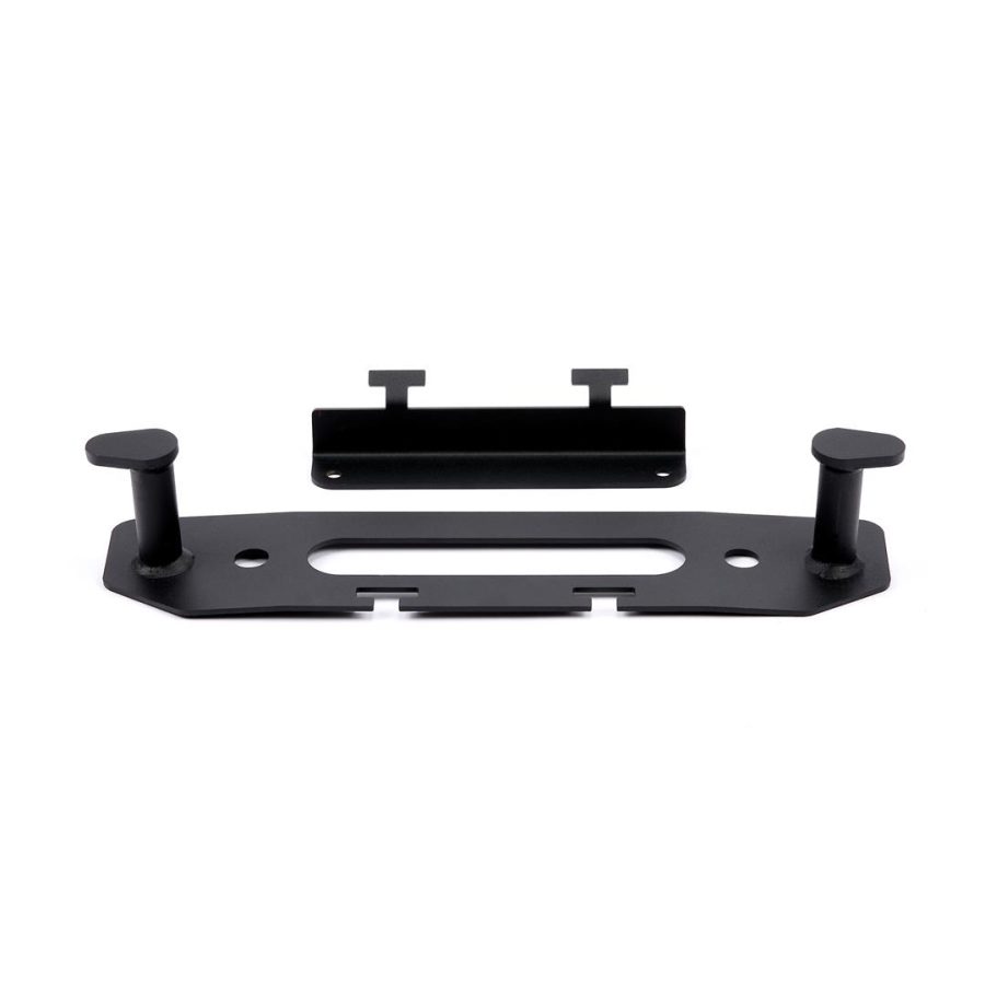 WARN 102222 Winch Accessory: Hook Stay and Fairlead Backing Plate with License Plate Mounting Bracket for Jeep Gladiator JT & Wrangler JL, Black