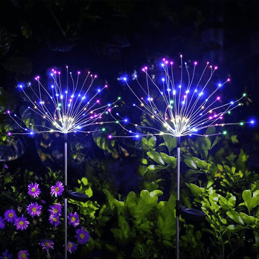 Waterproof Solar Garden Fireworks Lamp, 90 LED, 2pcs