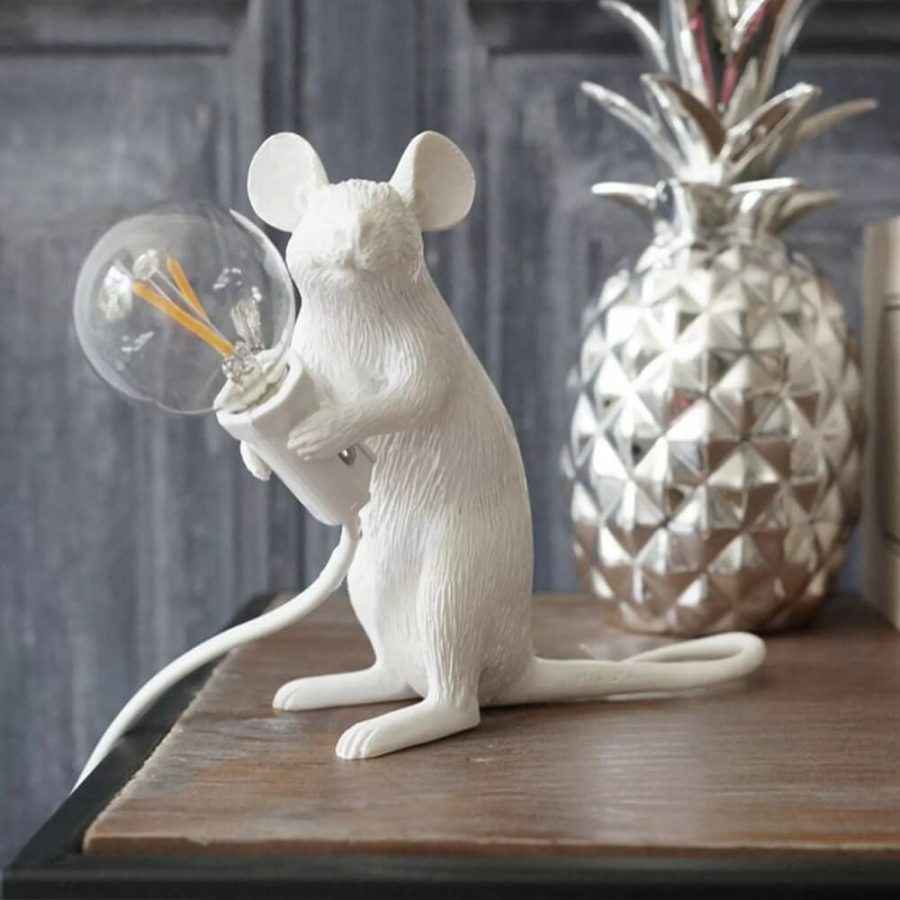 Whimsical Resin Mouse Lamps