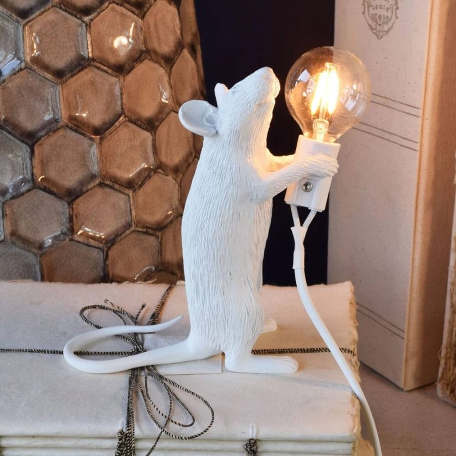 Whimsical Resin Mouse Lamps