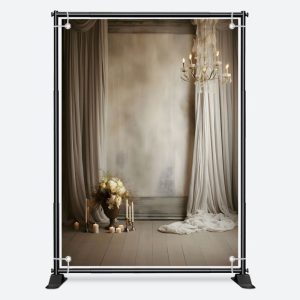 White Curtain Floral Candle Holder Wedding Backdrop - Aperturee