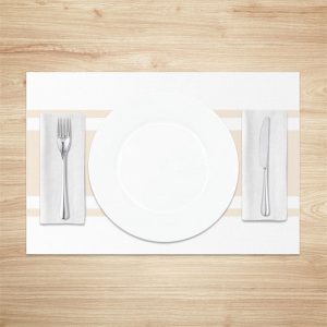 Wide Apricot White Stripe Modern Set Of 4 Placemats - Aperturee