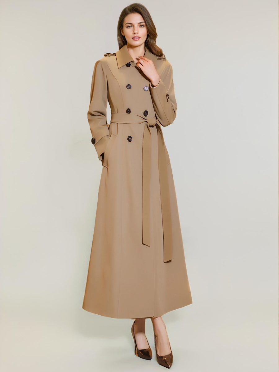 Women's Trench Coat Practical Polyester Turndown Collar Buttons Long Sleeves