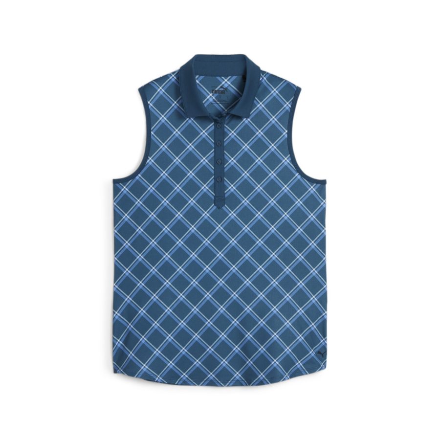 Women's tartan-print sleeveless Polo shirt Puma