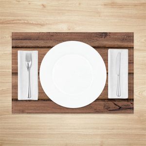 Wood Plank Grain Texture Fabric Set Of 4 Placemats - Aperturee