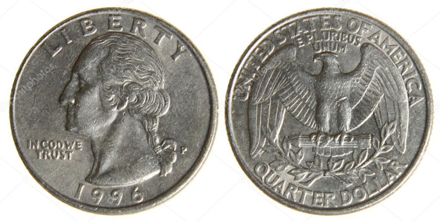 Worn American Quarter from 1996