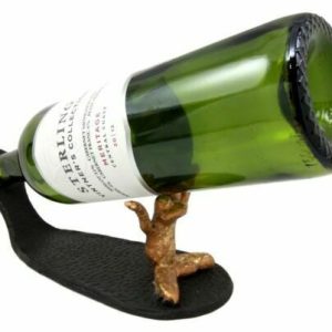 Zen Yoga Meditating Frog Wine Bottle Holder Rack Figurine Cast Iron Toad Decor