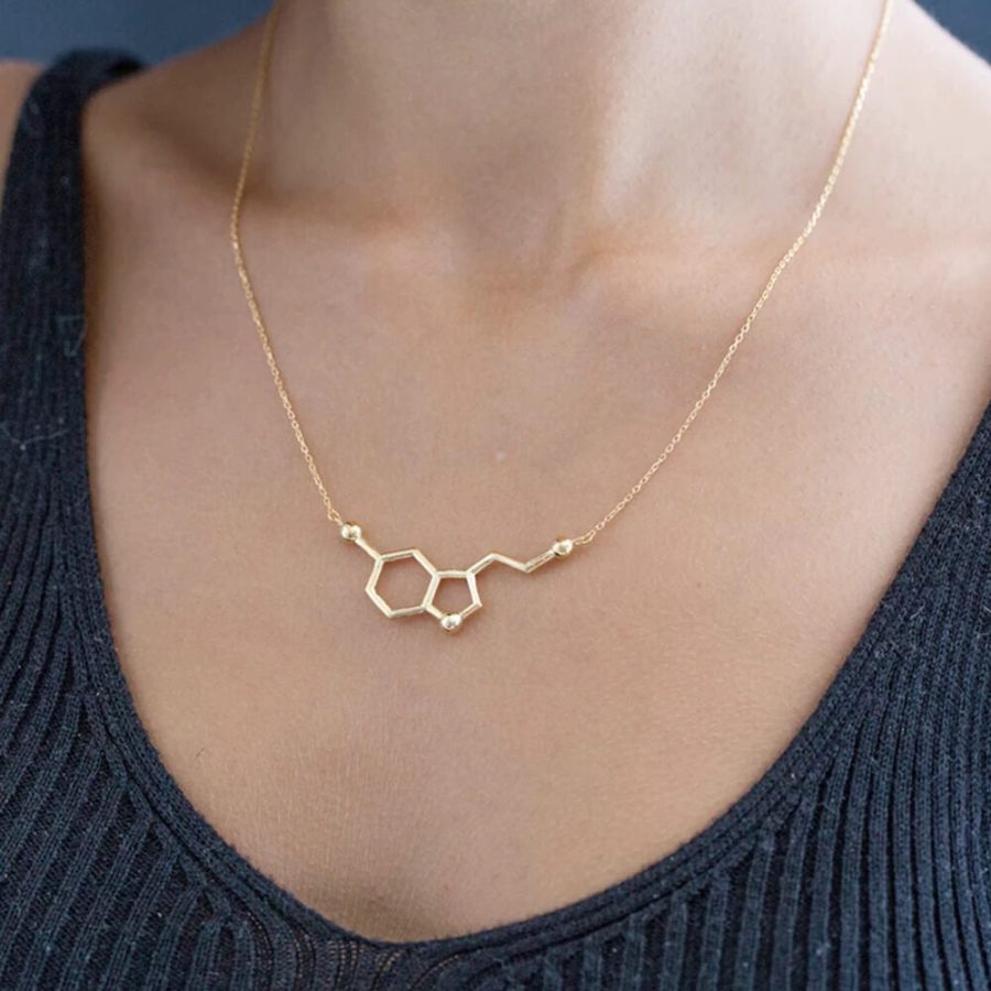 Zinc Alloy Serotonin Molecule Necklace