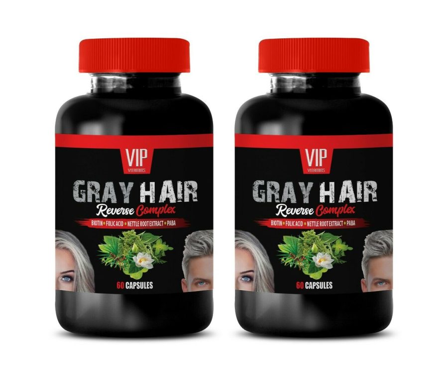 research certified hair growth GRAY HAIR REVERSE anti aging supplements 2 BOTTLE