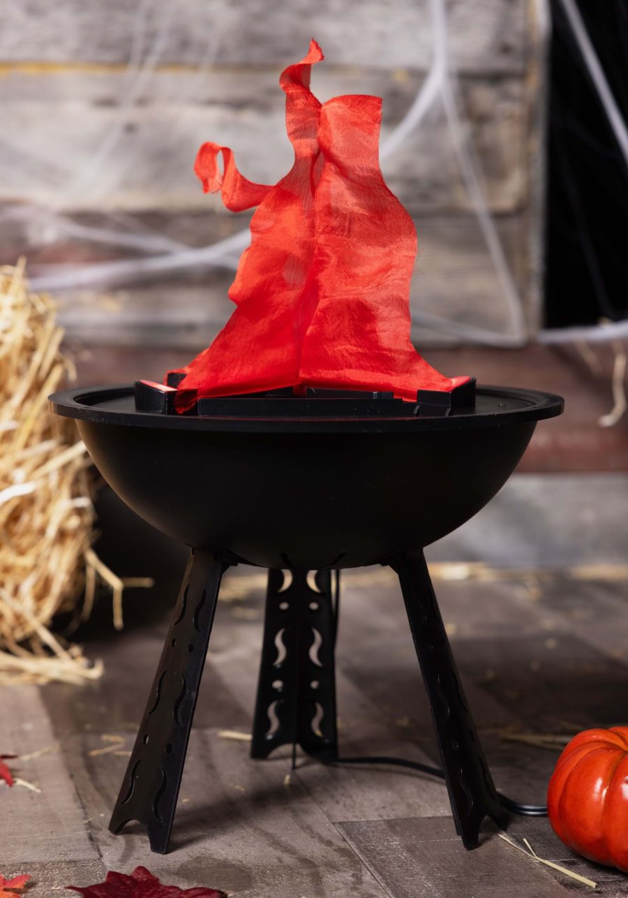 10-Inch Faux Fire Cauldron Decoration