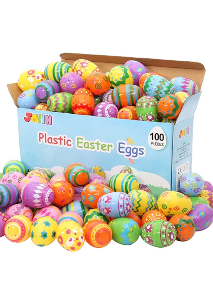 100 Piece 2.4 Inch Printed Plastic Egg Shells