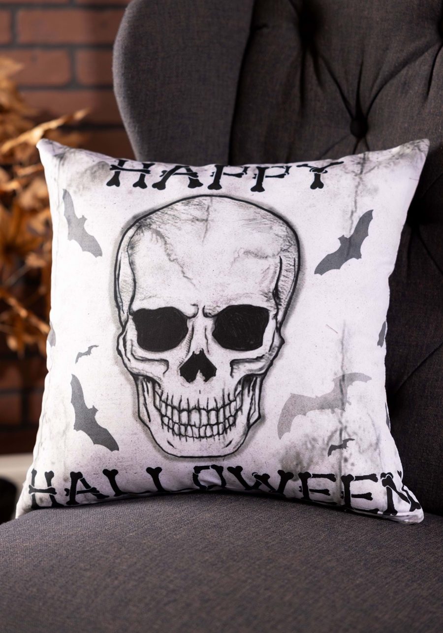 18-Inch Happy Halloween Skull Pillow Cover