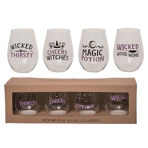 18 Ounce Witchy Stemless Wine Glass Set