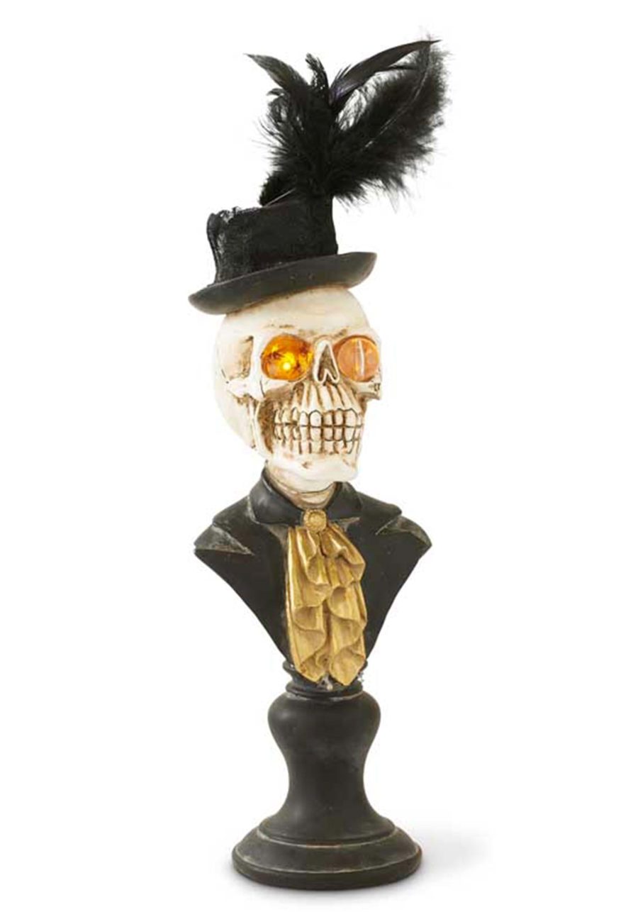 18 Skeleton Bust with LED Eyes on Pedestal Prop