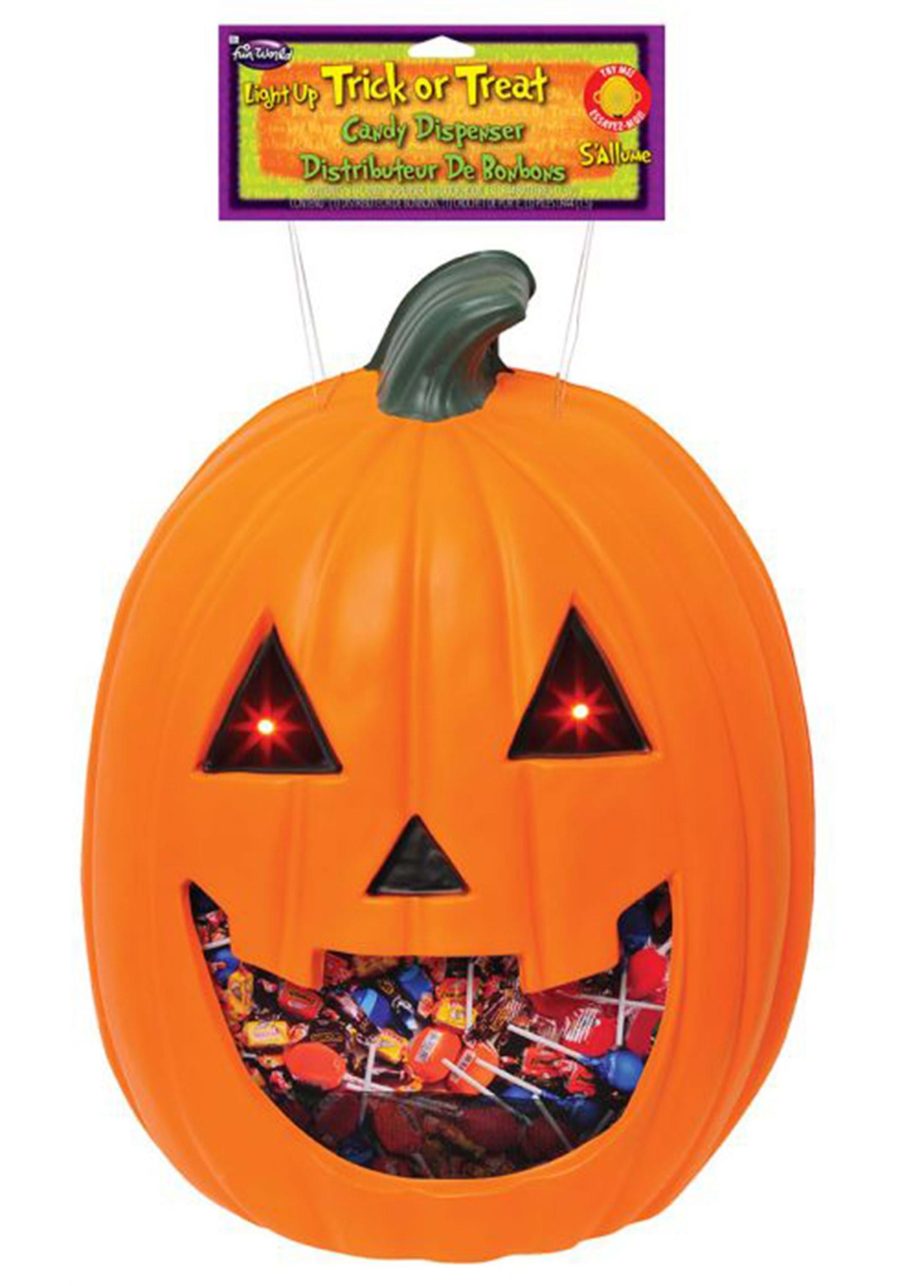 19-Inch Light Up Jolly Jack Hanging Pumpkin Candy Bowl Prop