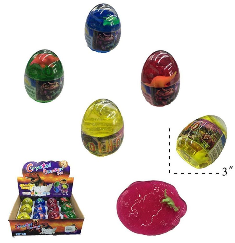 2 ASSORTED 3 INCH DINOSAUR EGG W DINO INSIDE & GOOEY SLIME novelty play toy new