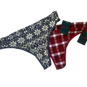 2 Prs Tommy John CHRISTMAS Second Skin Thong Panties | Sz XL, Red Blue NWT