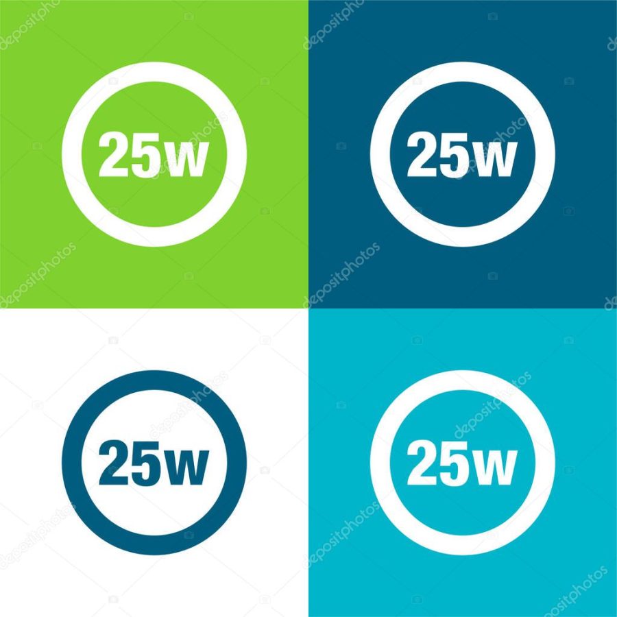 25 Watts Lamp Indicator Flat four color minimal icon set