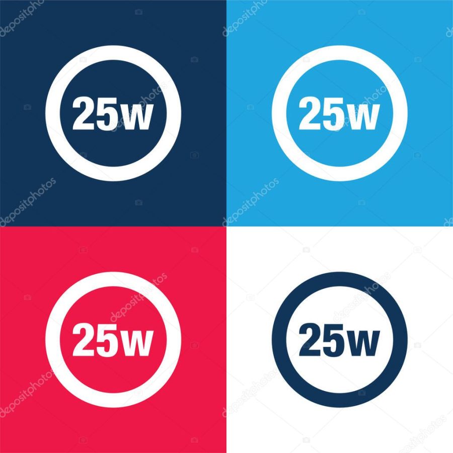 25 Watts Lamp Indicator blue and red four color minimal icon set