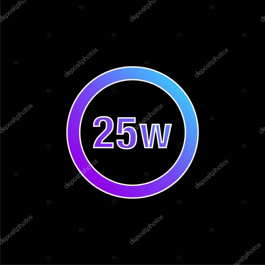 25 Watts Lamp Indicator blue gradient vector icon