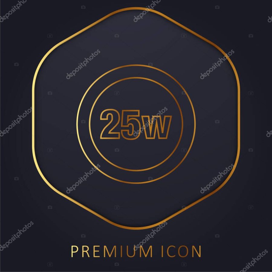 25 Watts Lamp Indicator golden line premium logo or icon