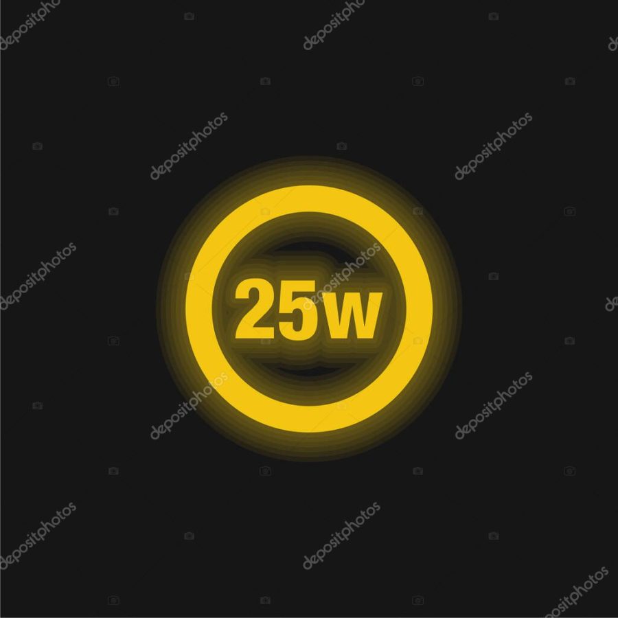 25 Watts Lamp Indicator yellow glowing neon icon