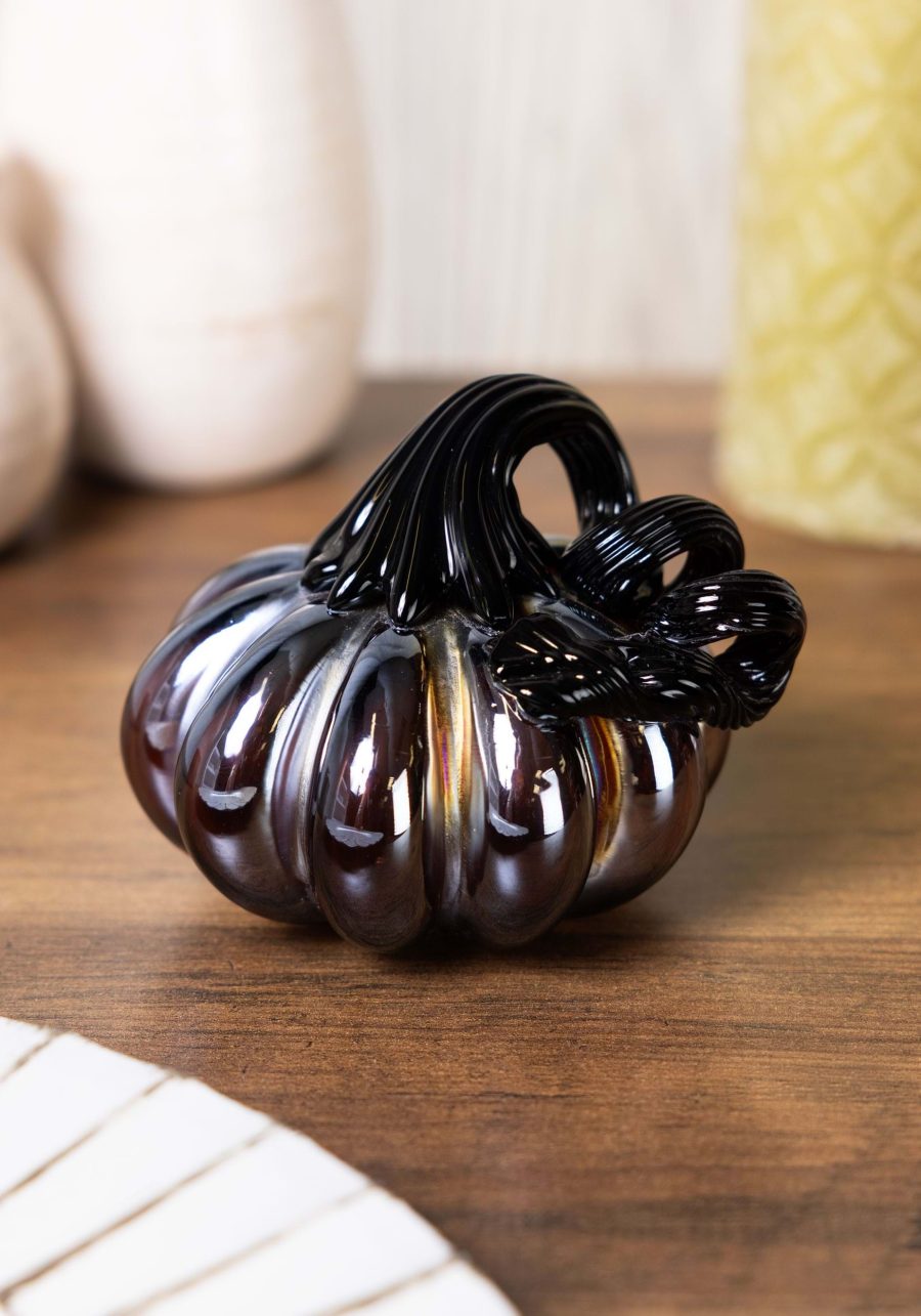 3 Glass Oil Slick Pumpkin Decoration