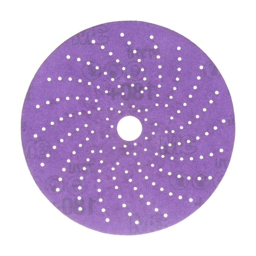 3M 31374 Hookit Clean Sanding Abrasive Disc 6 in, 180+ Grade, Pack of 50 Discs, Virtually Dust-Free, High Performance, Long Lasting, Multi-Hole Pattern, Feather Edging, Stock Removal